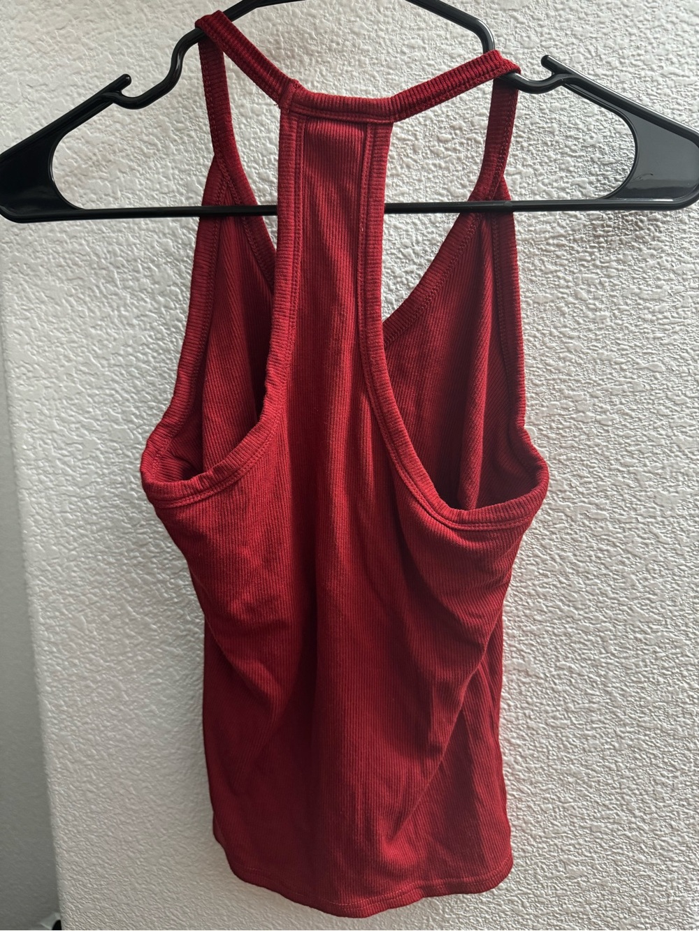 Women’s Red Ribbed Racerback Tank Top - Picture 3 of 3